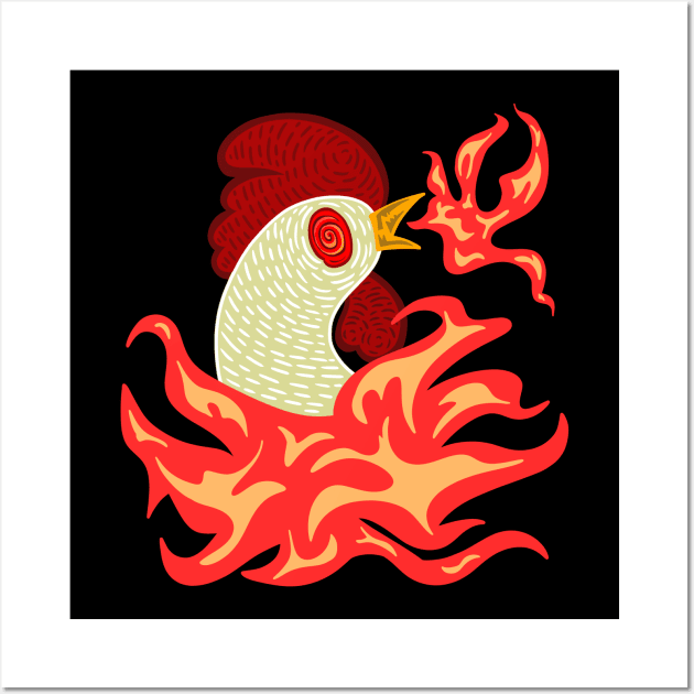 Gerald the Fire Breathing Chicken Wall Art by mm92